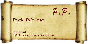 Pick Péter névjegykártya